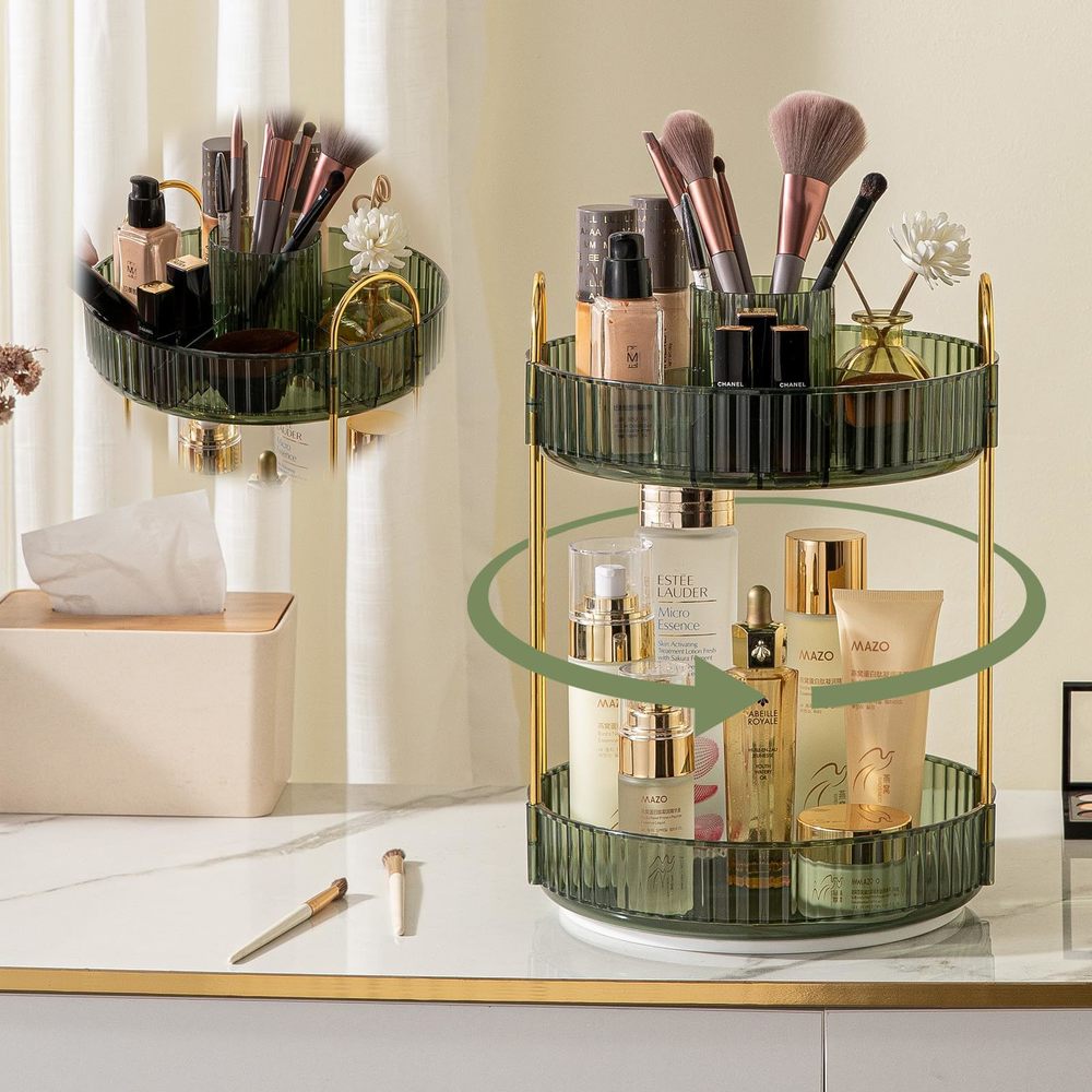 Rotating Makeup Organizer For Vanity, High-capacity Skincare Clear Make Up😘